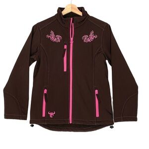 Cowgirl Hardware Girls Softshell Jacket Size XL Pink Pony Club Brown and Pink
